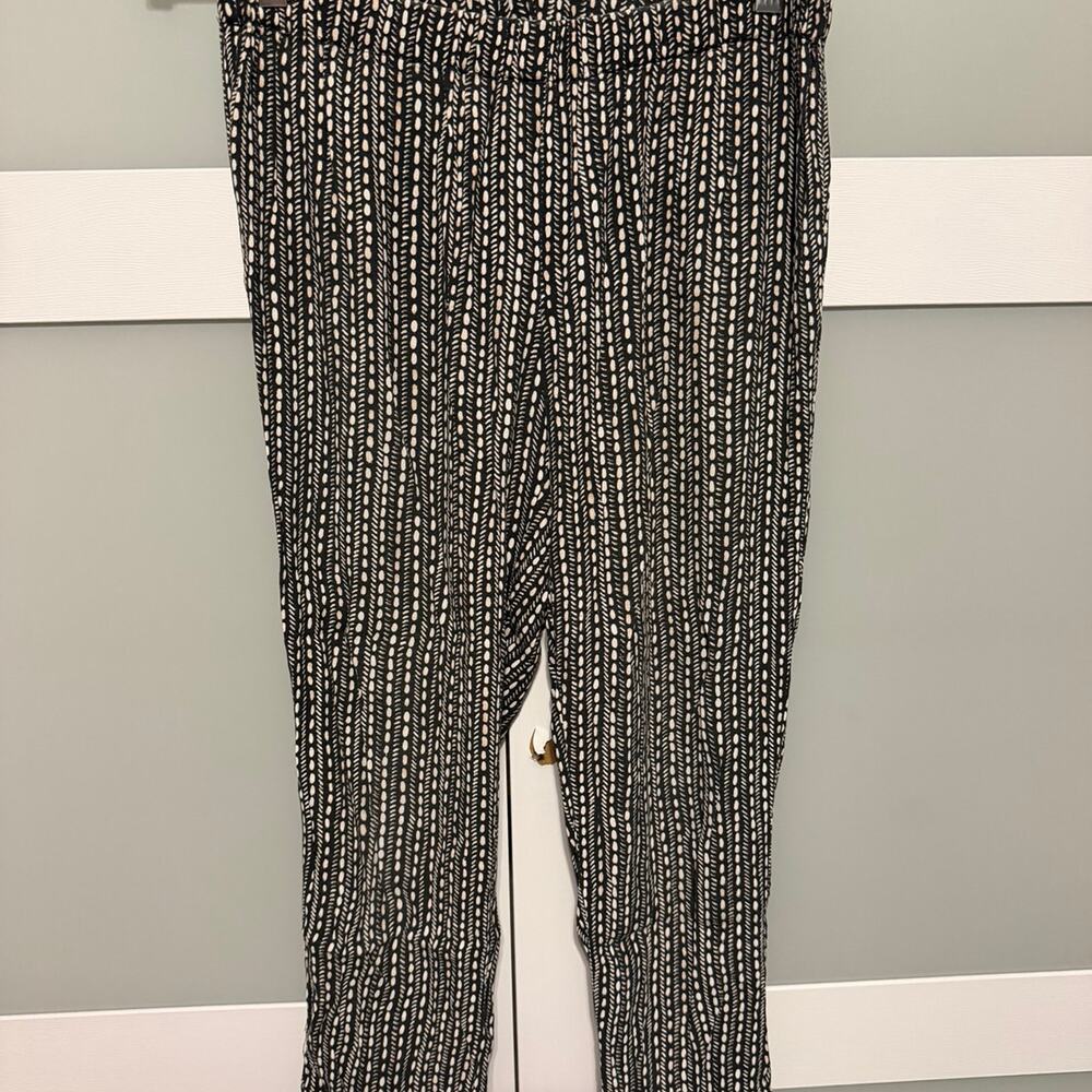 HATCH Black & Cream Print Viscose Elastic Waist Pants Size 2